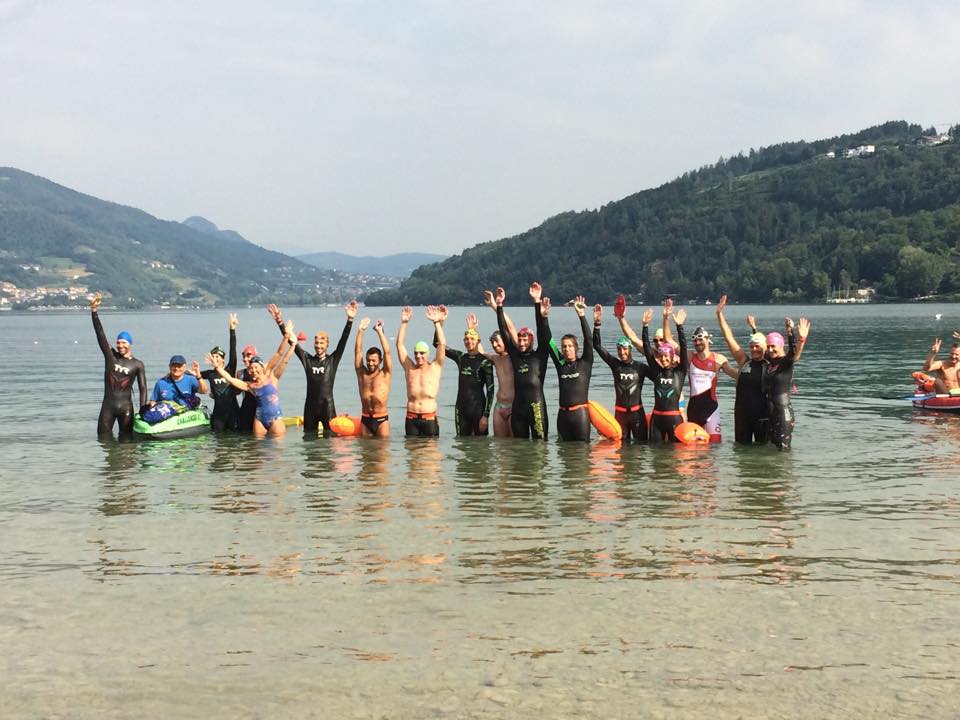 Partenza traversata a nuoto del lago di Caldonazzo