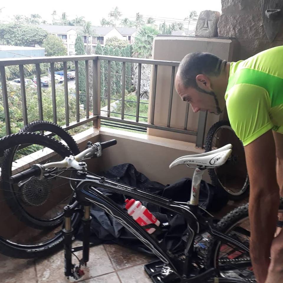 Bike setup on the flat we rented in our resort in Maui